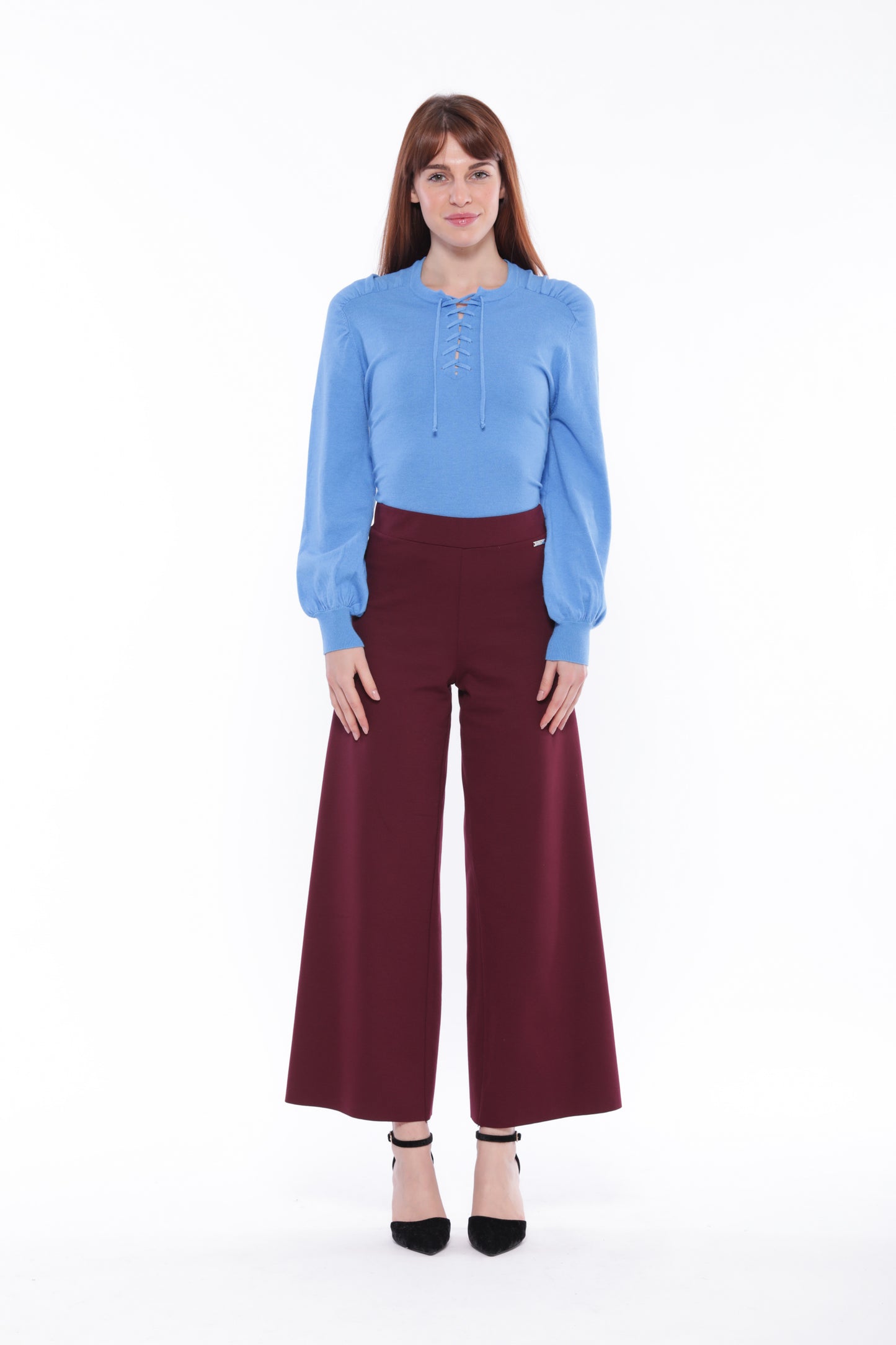 PANTALONE PALAZZO CROPPED IN PUNTO MILANO