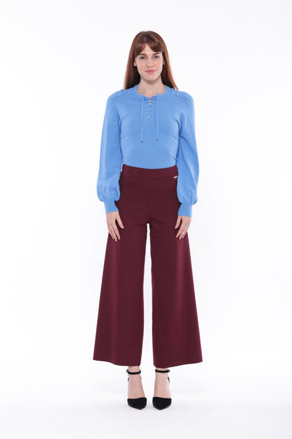 PANTALONE PALAZZO CROPPED IN PUNTO MILANO