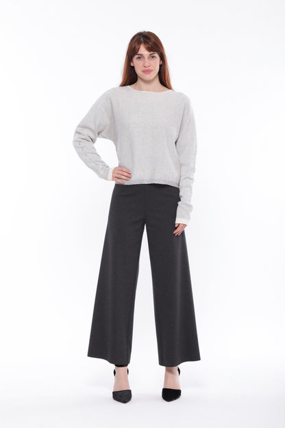 PANTALONE PALAZZO CROPPED IN PUNTO MILANO