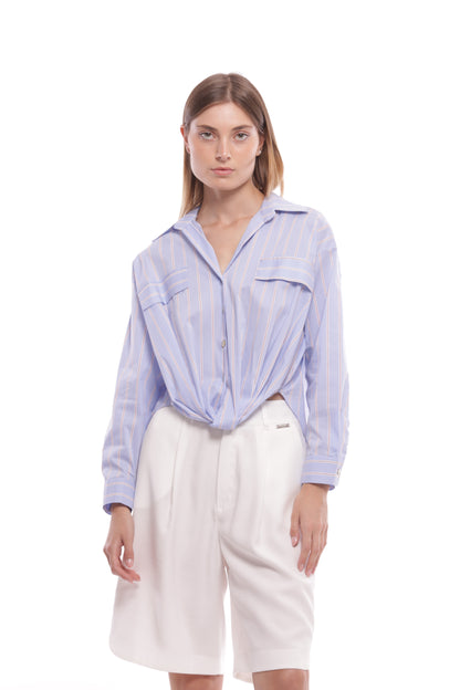 CAMICIA IN COTONE A RIGHE CON NODO