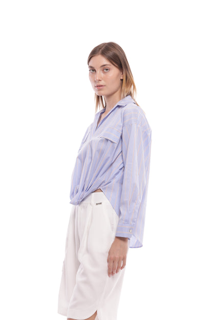 CAMICIA IN COTONE A RIGHE CON NODO