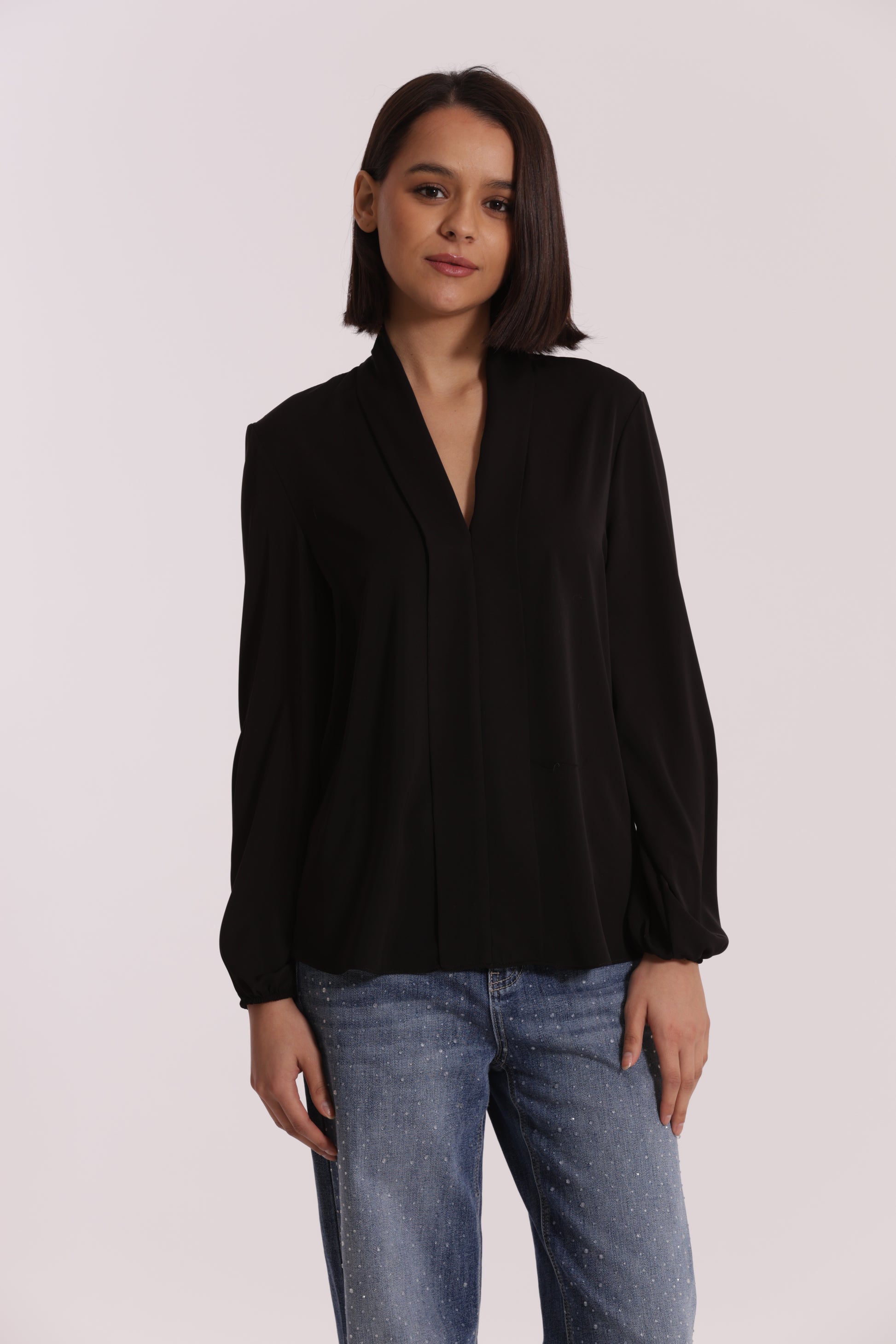 BLUSA CON PIEGHE IN SOLTON