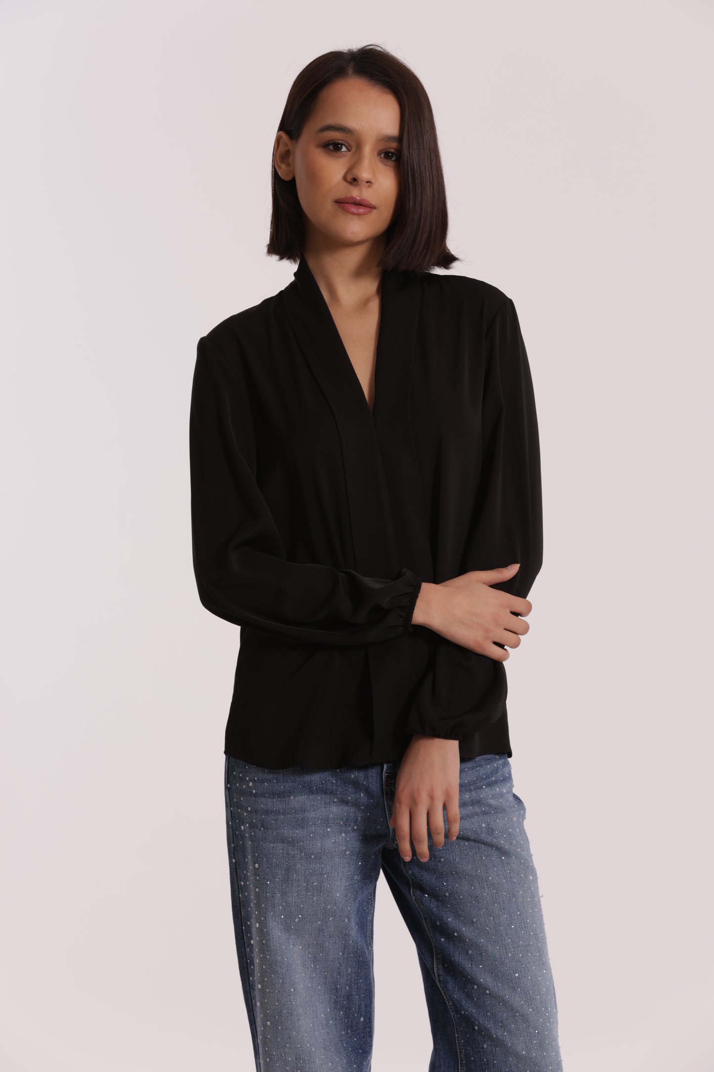 BLUSA CON PIEGHE IN SOLTON