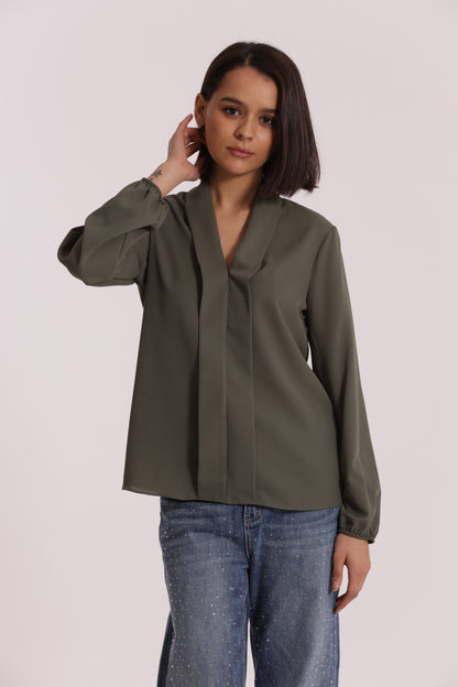 BLUSA CON PIEGHE IN SOLTON