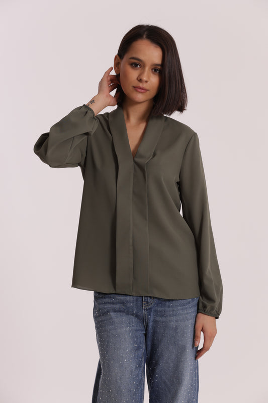 BLUSA CON PIEGHE IN SOLTON
