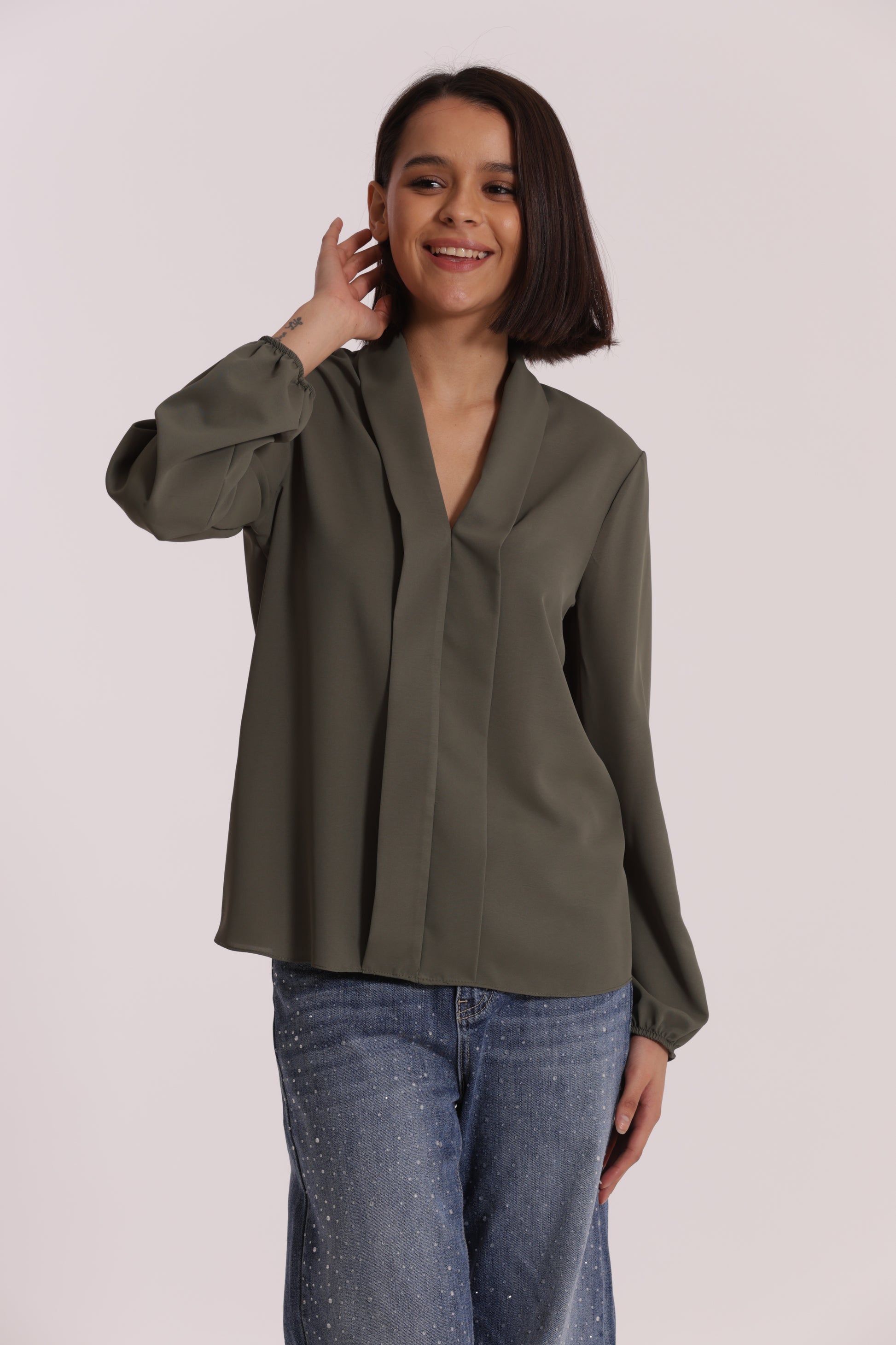 BLUSA CON PIEGHE IN SOLTON