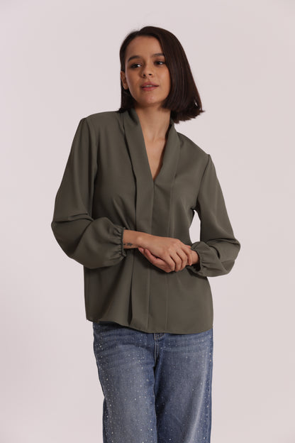 BLUSA CON PIEGHE IN SOLTON