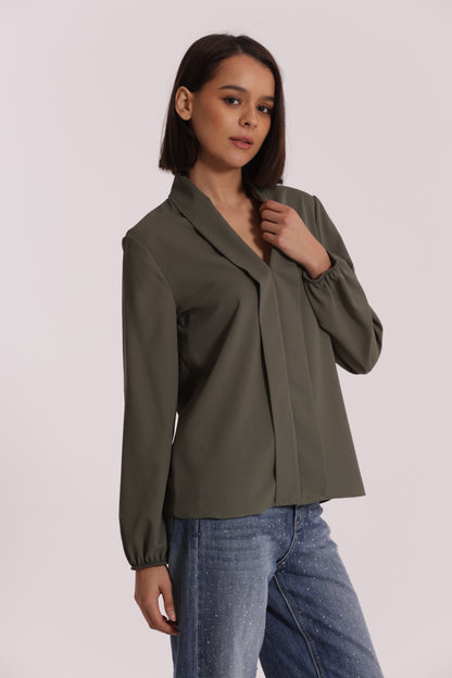 BLUSA CON PIEGHE IN SOLTON