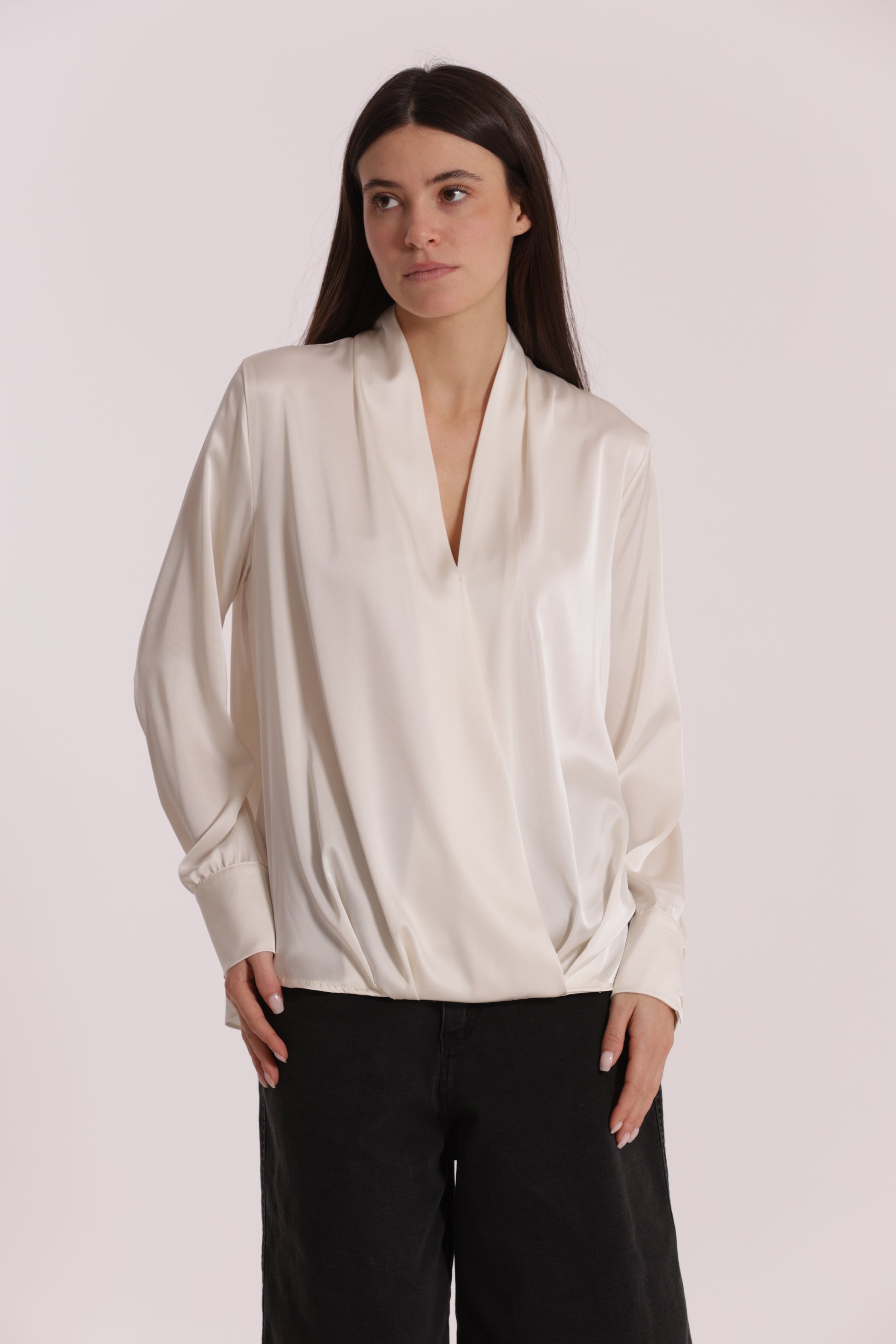 BLUSA INCROCIATA IN RASO