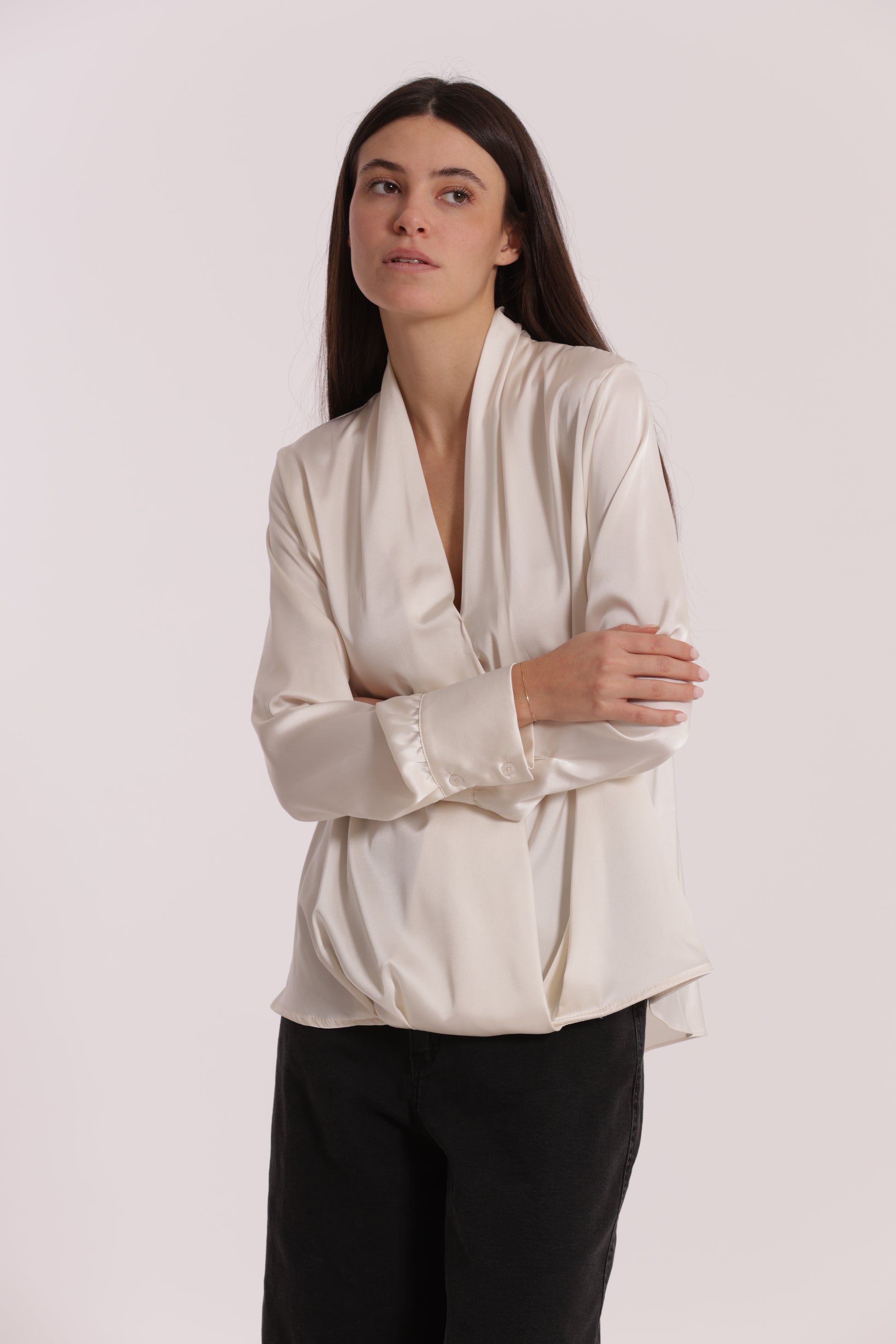 BLUSA INCROCIATA IN RASO