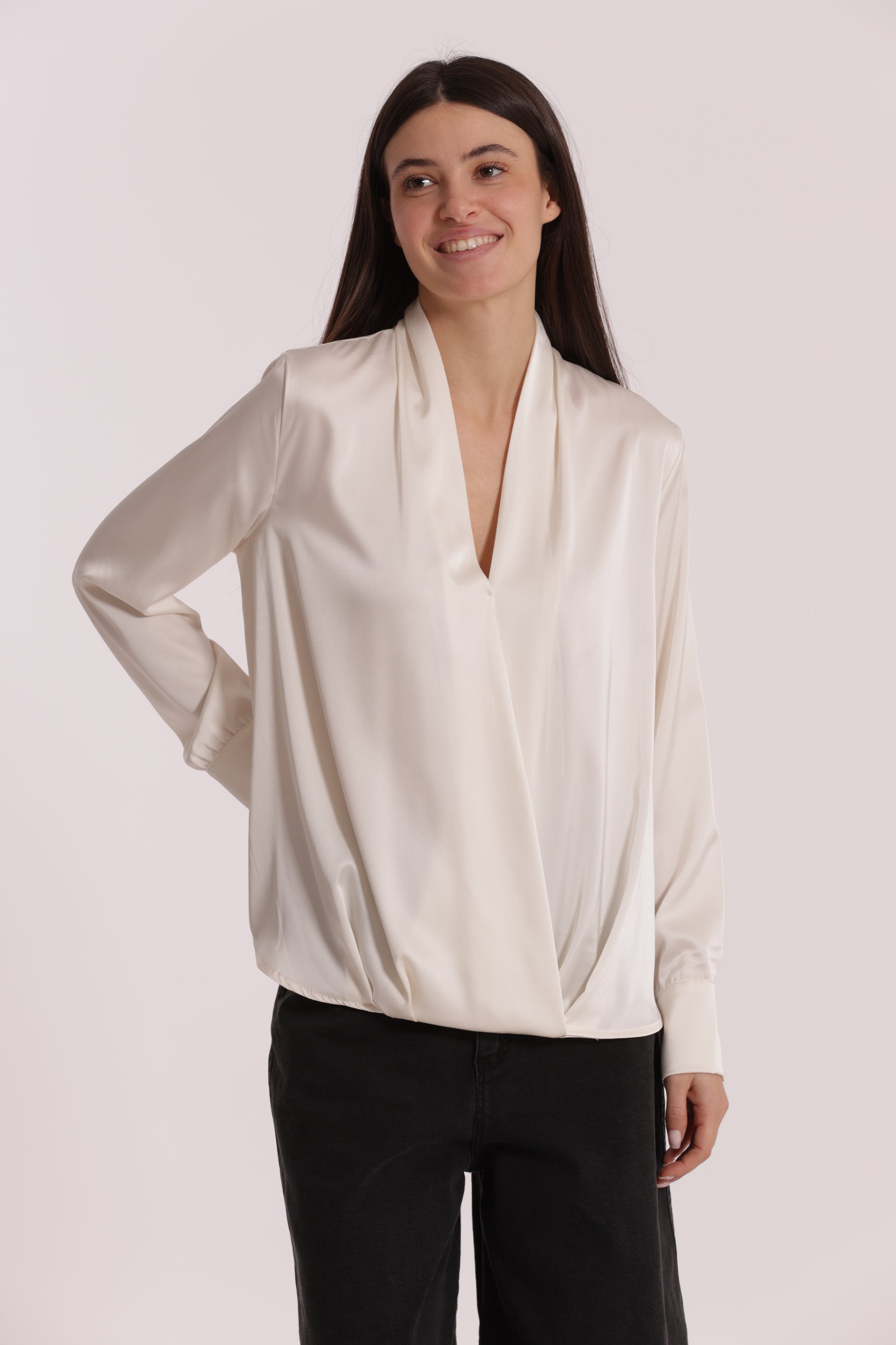 BLUSA INCROCIATA IN RASO