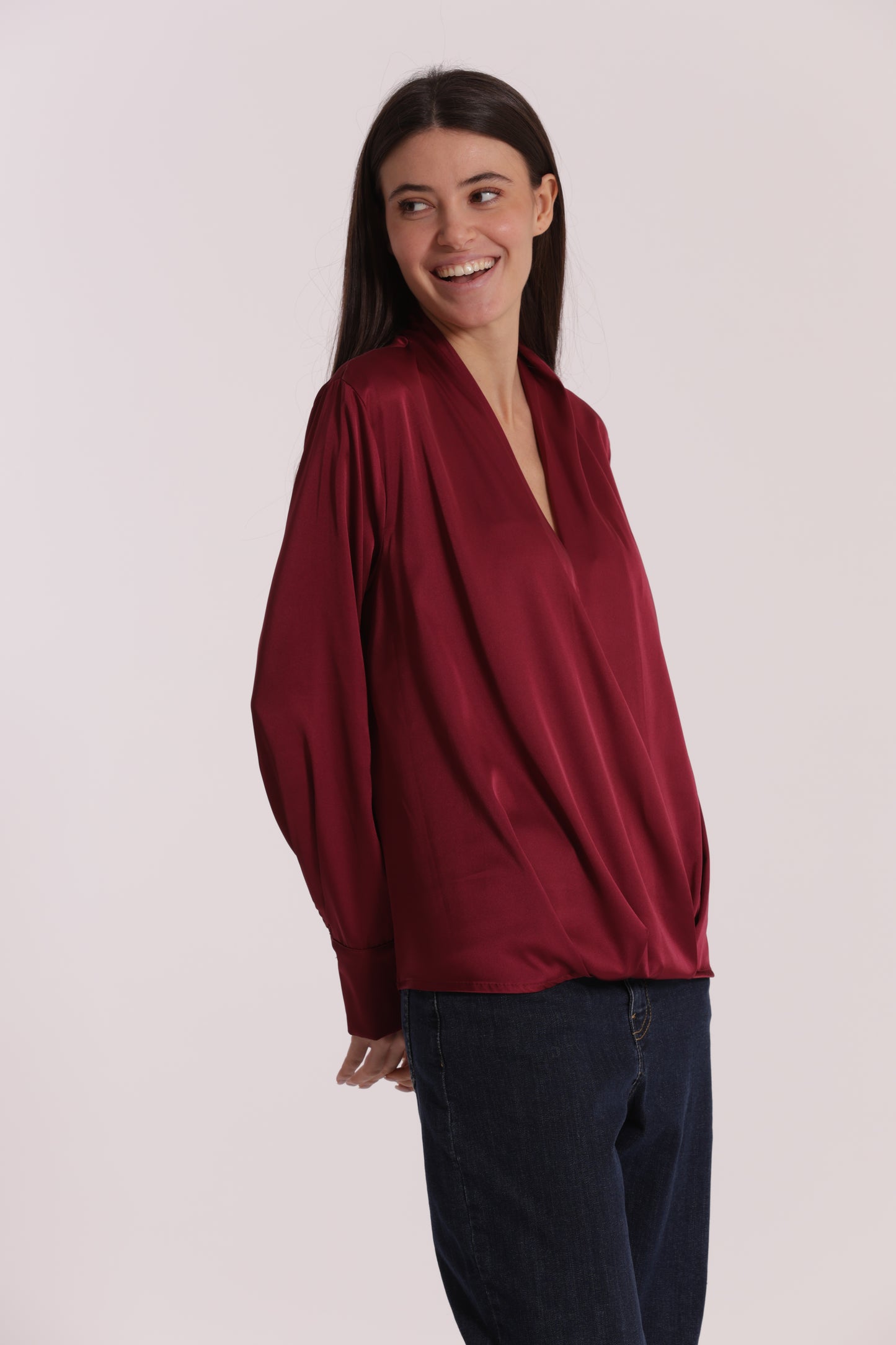 BLUSA INCROCIATA IN RASO