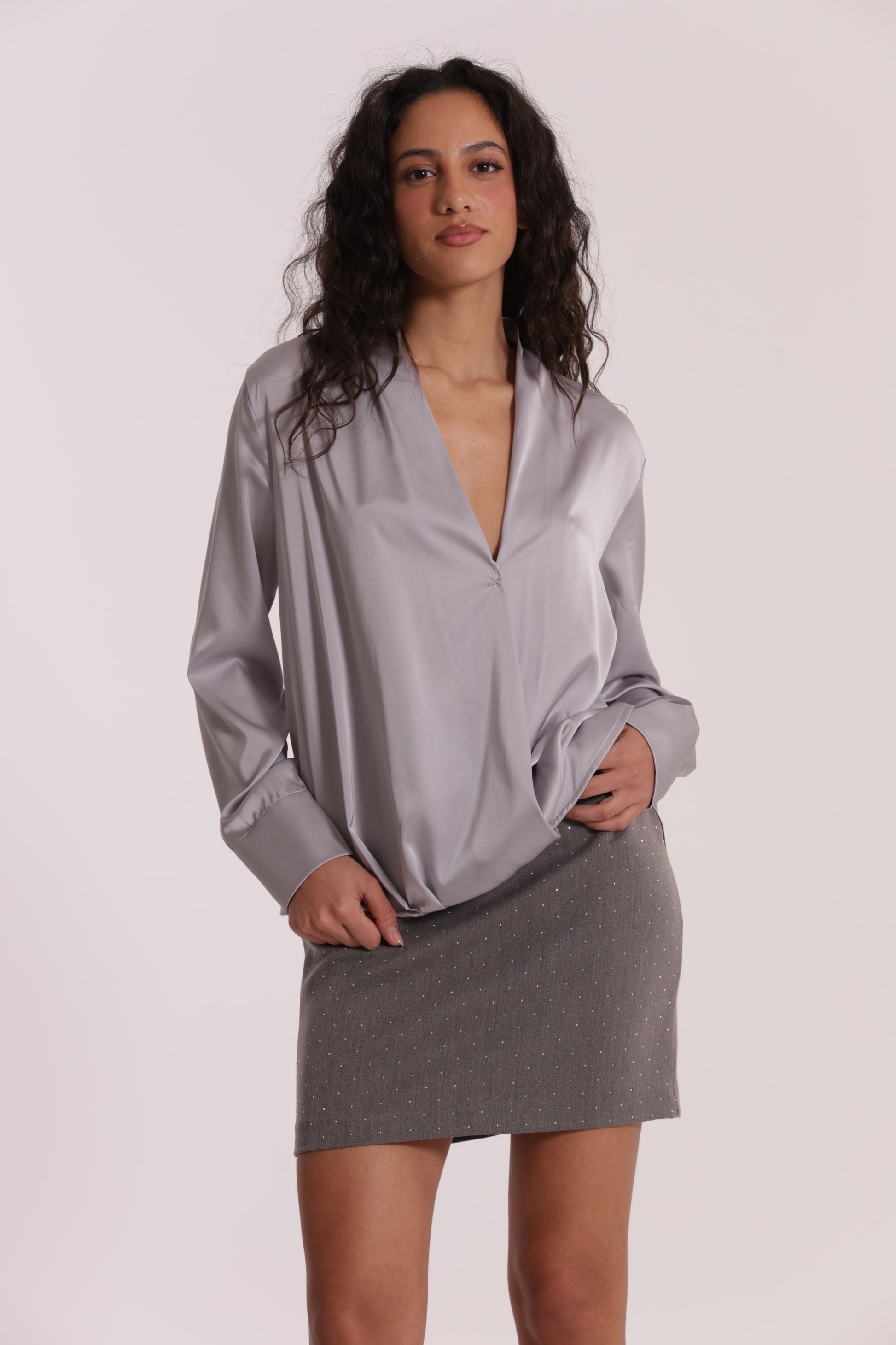 BLUSA INCROCIATA IN RASO
