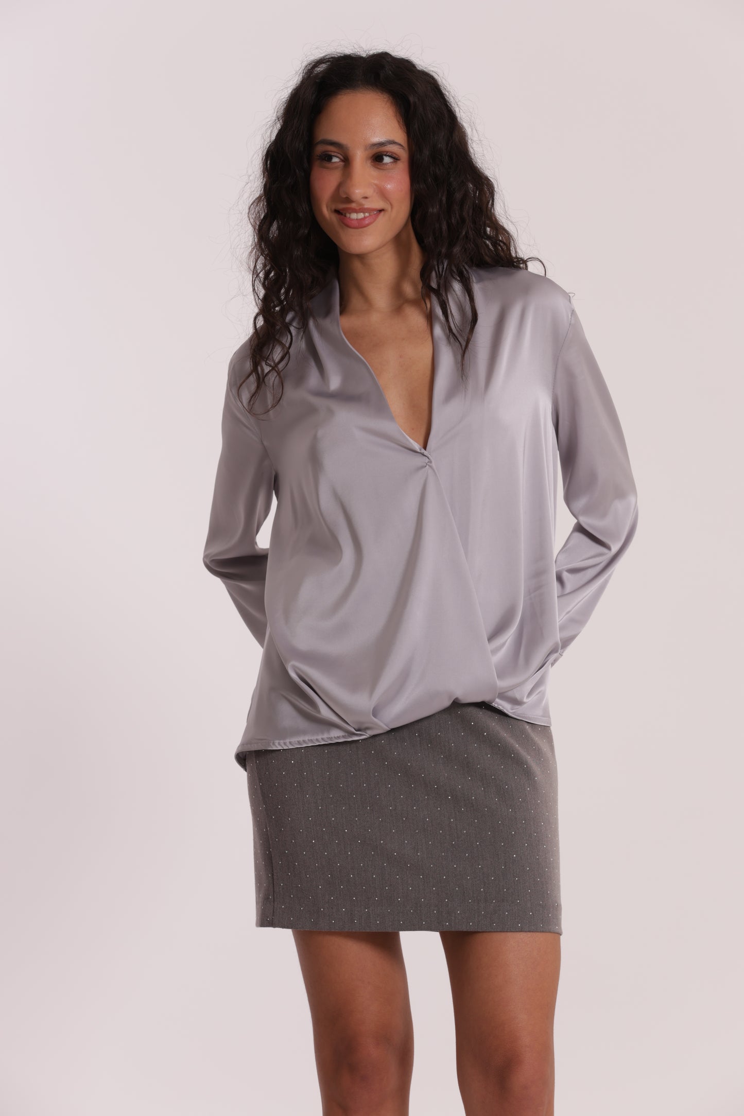 BLUSA INCROCIATA IN RASO