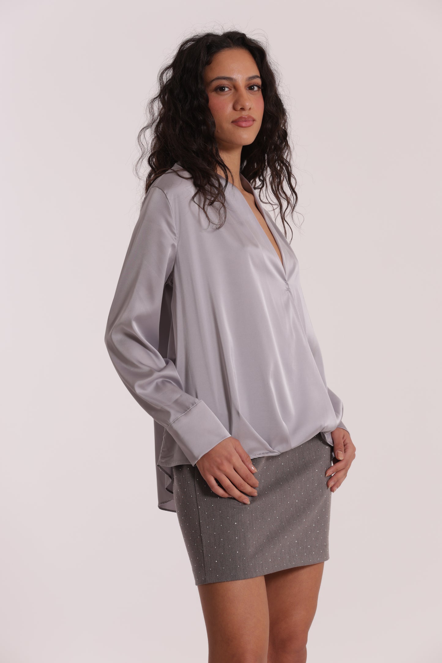 BLUSA INCROCIATA IN RASO