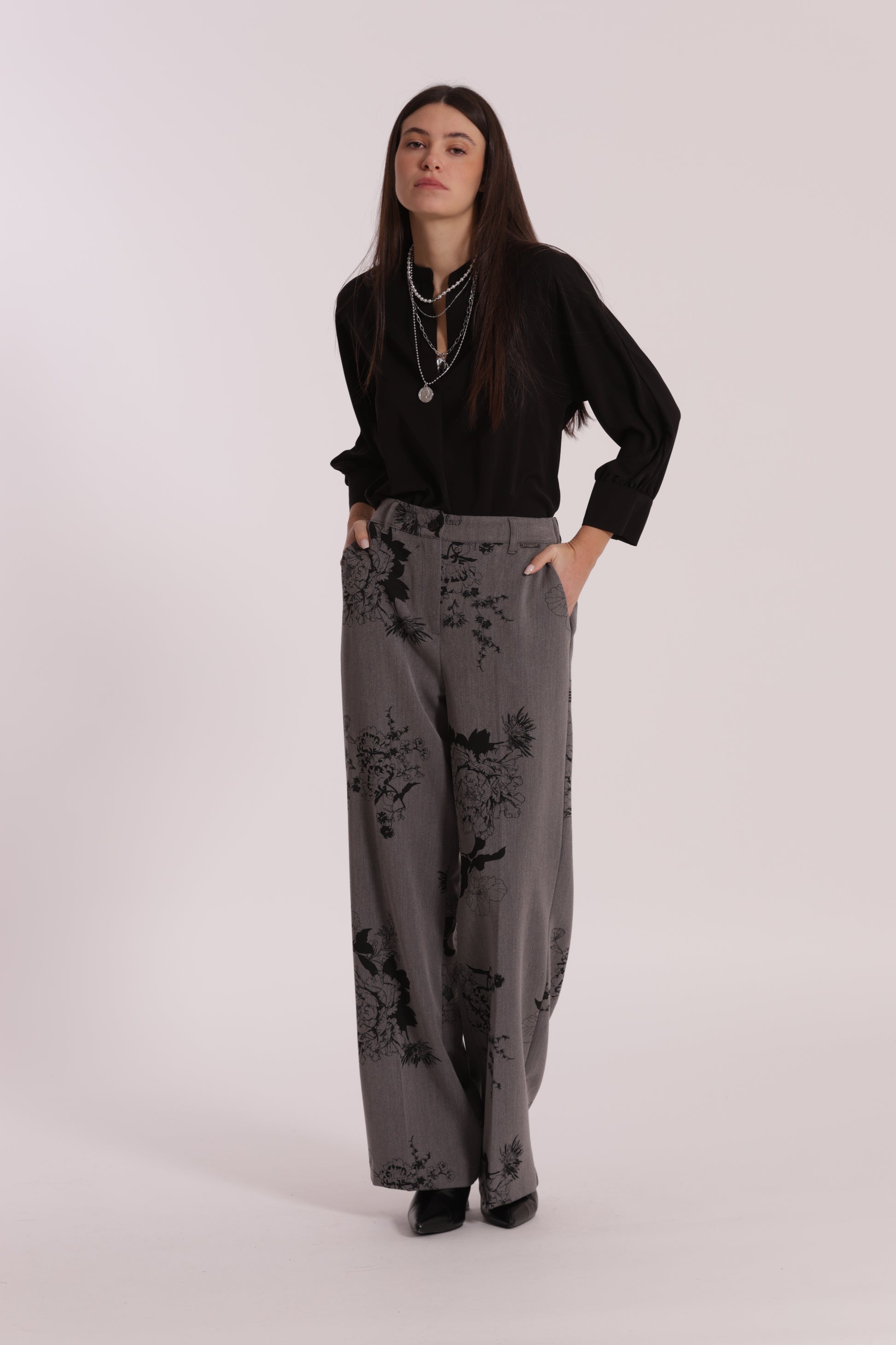 PANTALONE PALAZZO IN POLYVISCOSA STAMPA FLOREALE