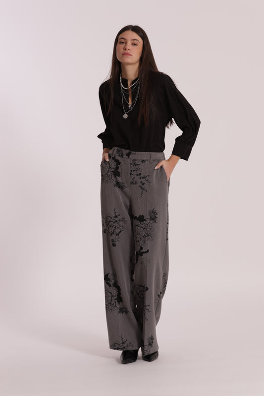 PANTALONE PALAZZO IN POLYVISCOSA STAMPA FLOREALE