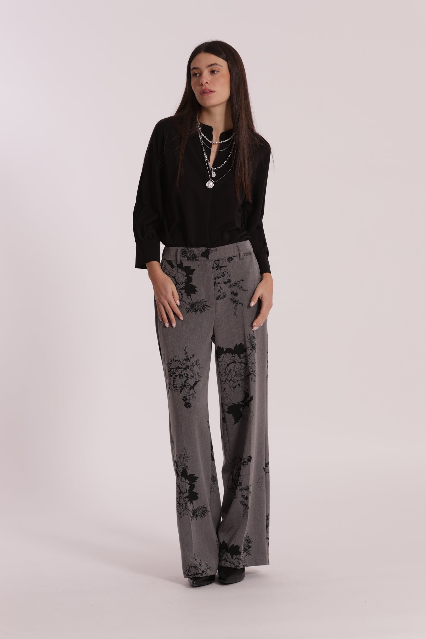 PANTALONE PALAZZO IN POLYVISCOSA STAMPA FLOREALE