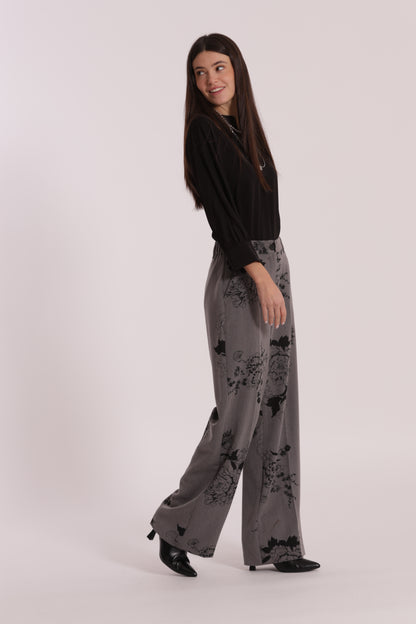 PANTALONE PALAZZO IN POLYVISCOSA STAMPA FLOREALE