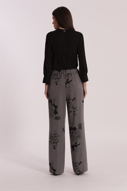 PANTALONE PALAZZO IN POLYVISCOSA STAMPA FLOREALE