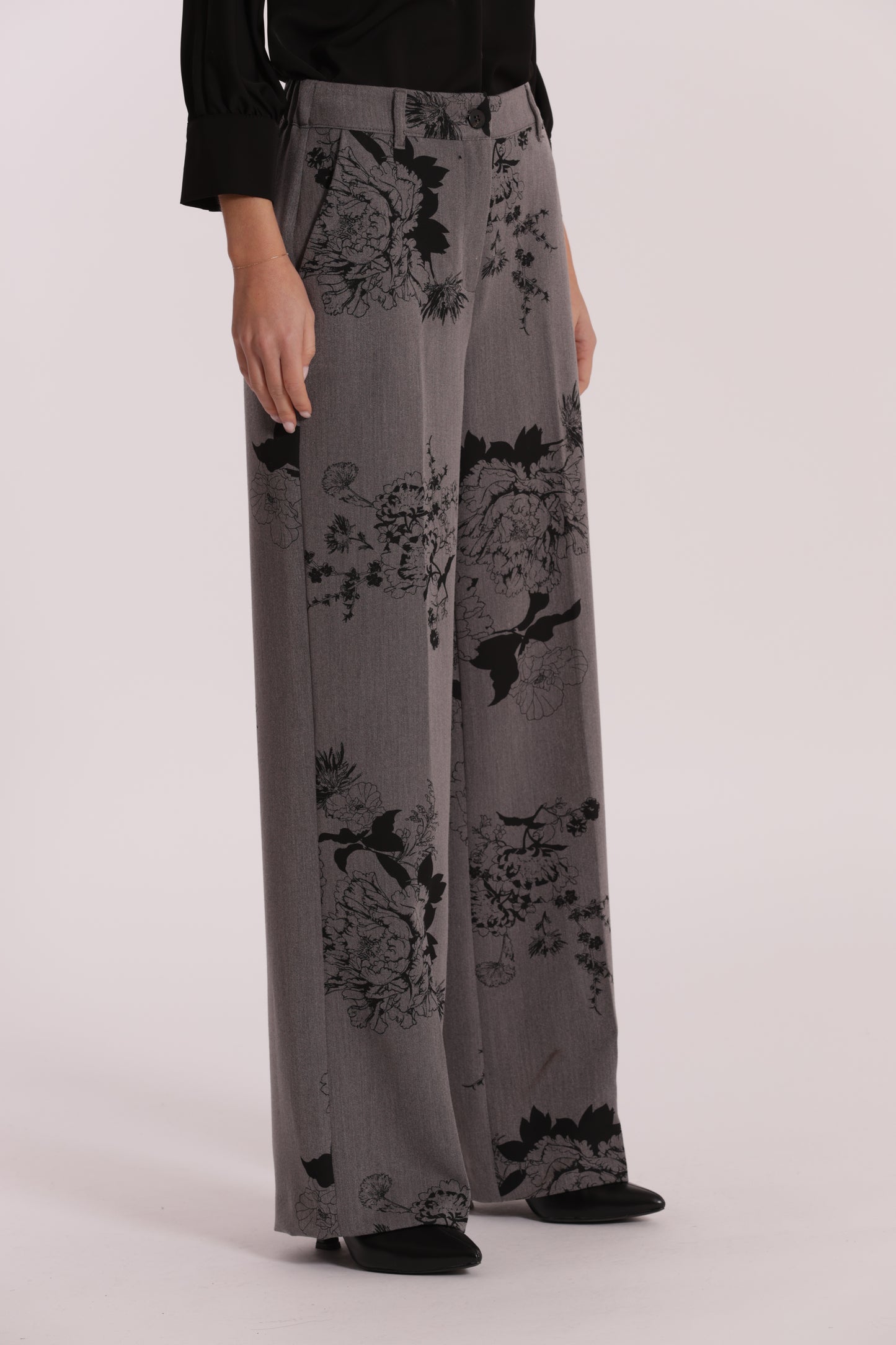 PANTALONE PALAZZO IN POLYVISCOSA STAMPA FLOREALE