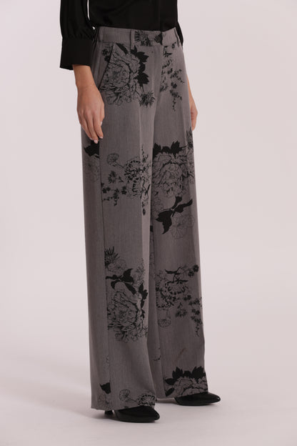PANTALONE PALAZZO IN POLYVISCOSA STAMPA FLOREALE