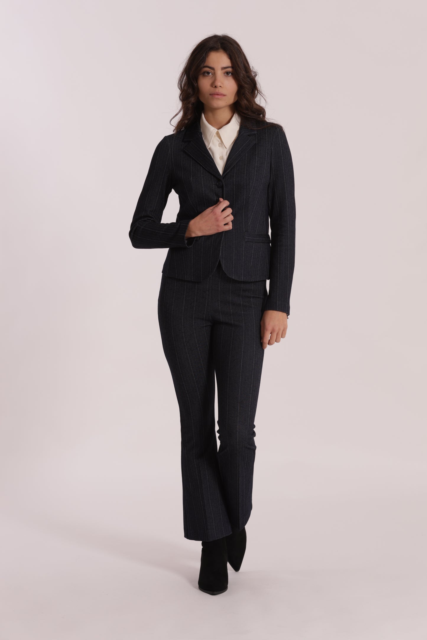 PANTALONE FLARE IN PUNTO MILANO EFFETTO JEANS
