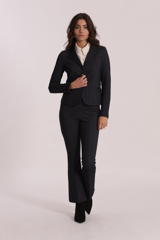 PANTALONE FLARE IN PUNTO MILANO EFFETTO JEANS