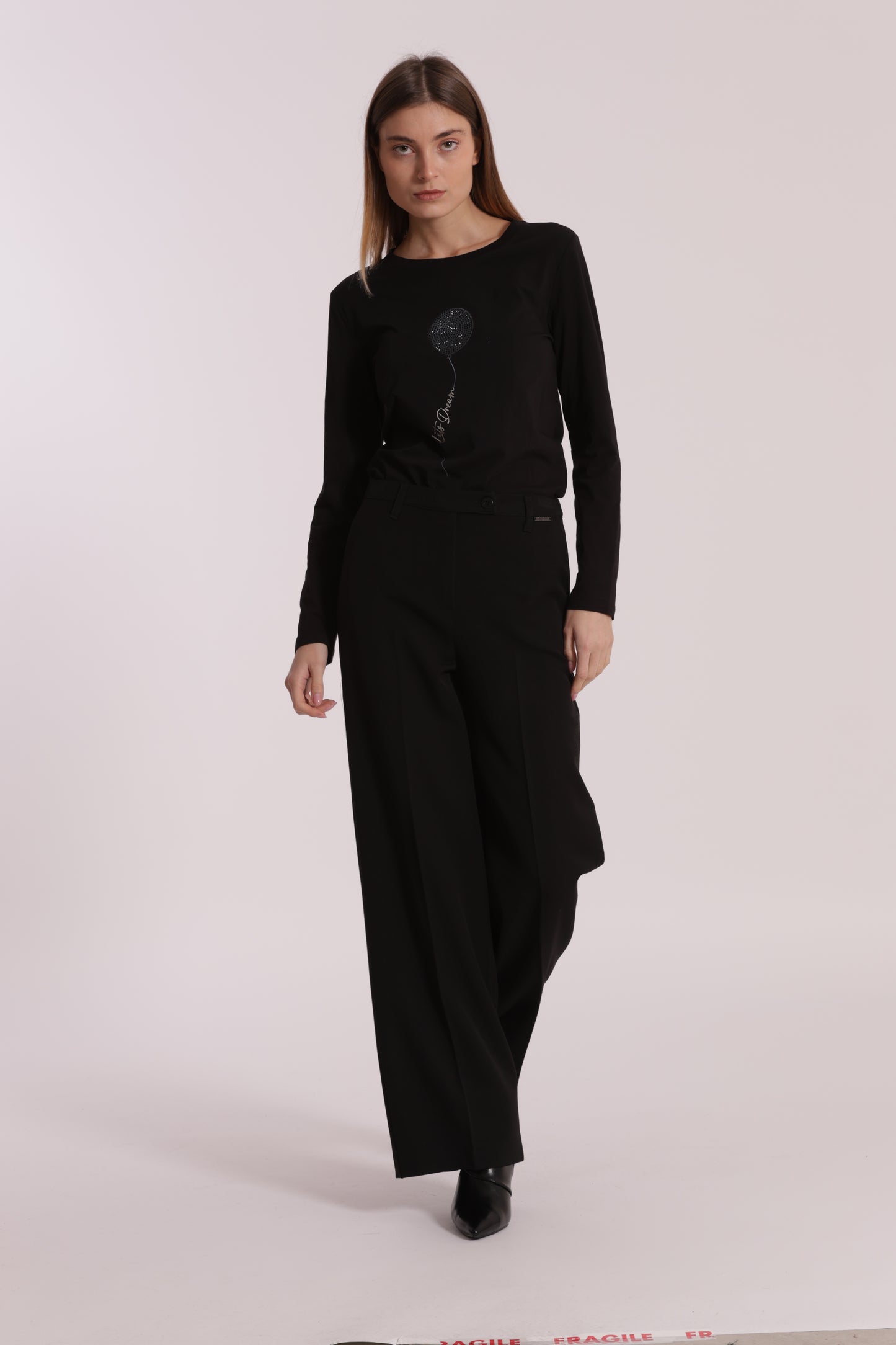 PANTALONE PALAZZO CON ELASTICO DIETRO IN POLYVISCOSA