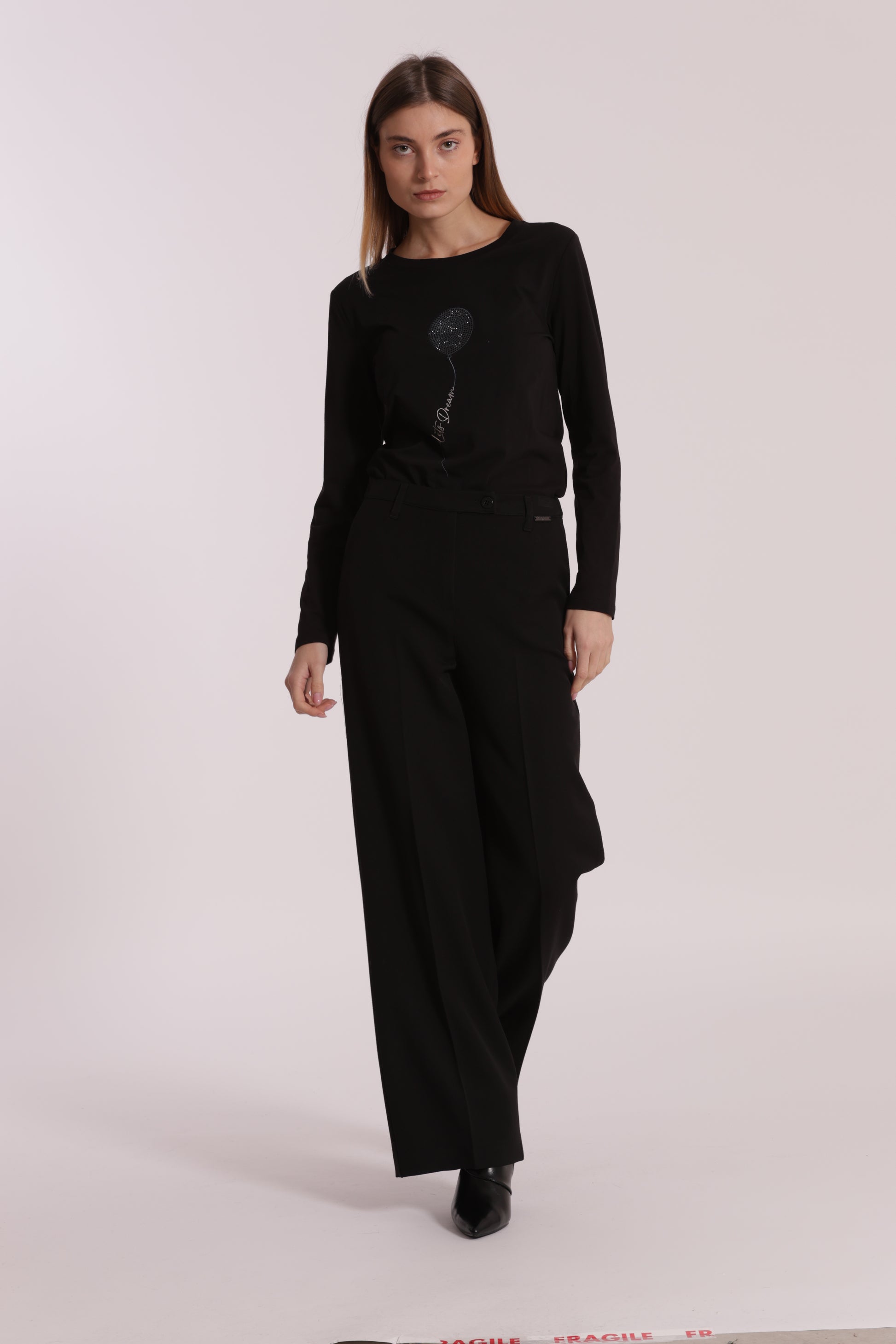 PANTALONE PALAZZO CON ELASTICO DIETRO IN POLYVISCOSA