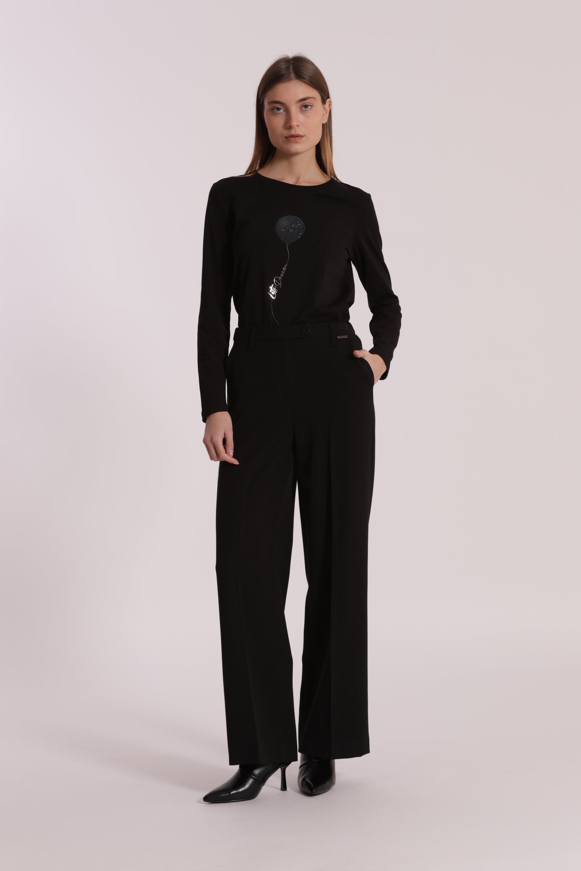 PANTALONE PALAZZO CON ELASTICO DIETRO IN POLYVISCOSA