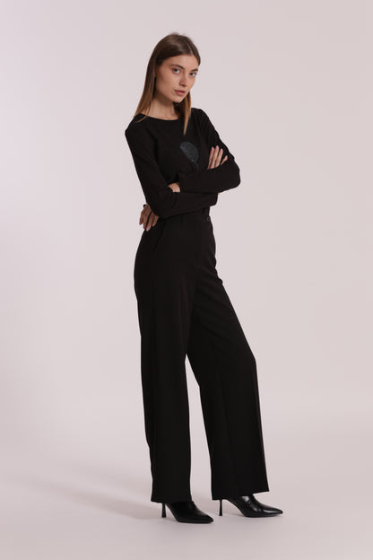 PANTALONE PALAZZO CON ELASTICO DIETRO IN POLYVISCOSA