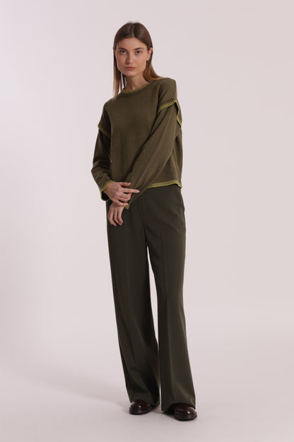 PANTALONE PALAZZO CON ELASTICO DIETRO IN POLYVISCOSA