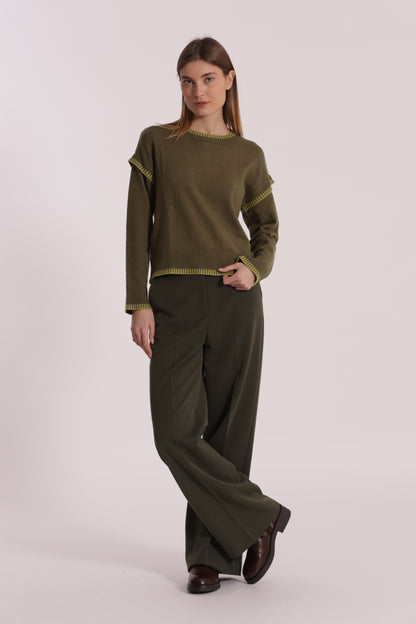 PANTALONE PALAZZO CON ELASTICO DIETRO IN POLYVISCOSA