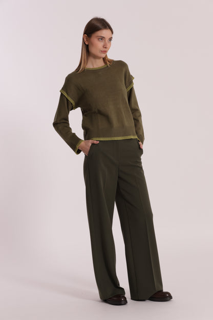 PANTALONE PALAZZO CON ELASTICO DIETRO IN POLYVISCOSA
