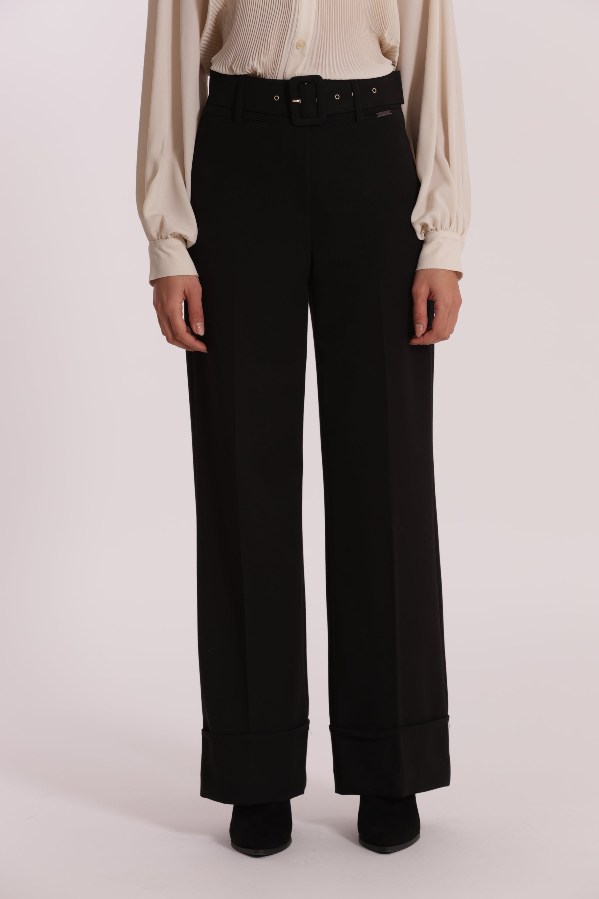 PANTALONE CROPPED CON CINTURA IN POLYVISCOSA