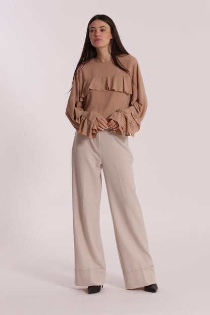 PANTALONE CROPPED CON CINTURA IN POLYVISCOSA