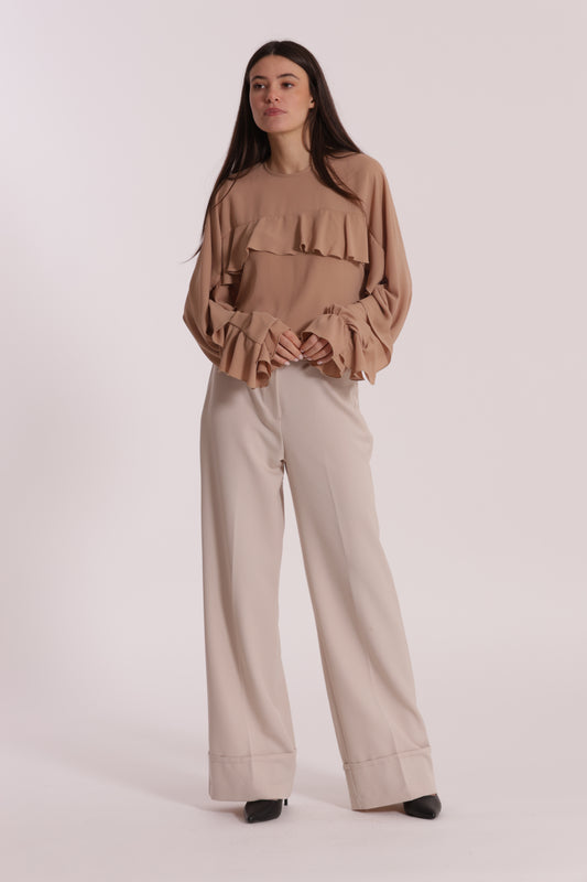 PANTALONE CROPPED CON CINTURA IN POLYVISCOSA