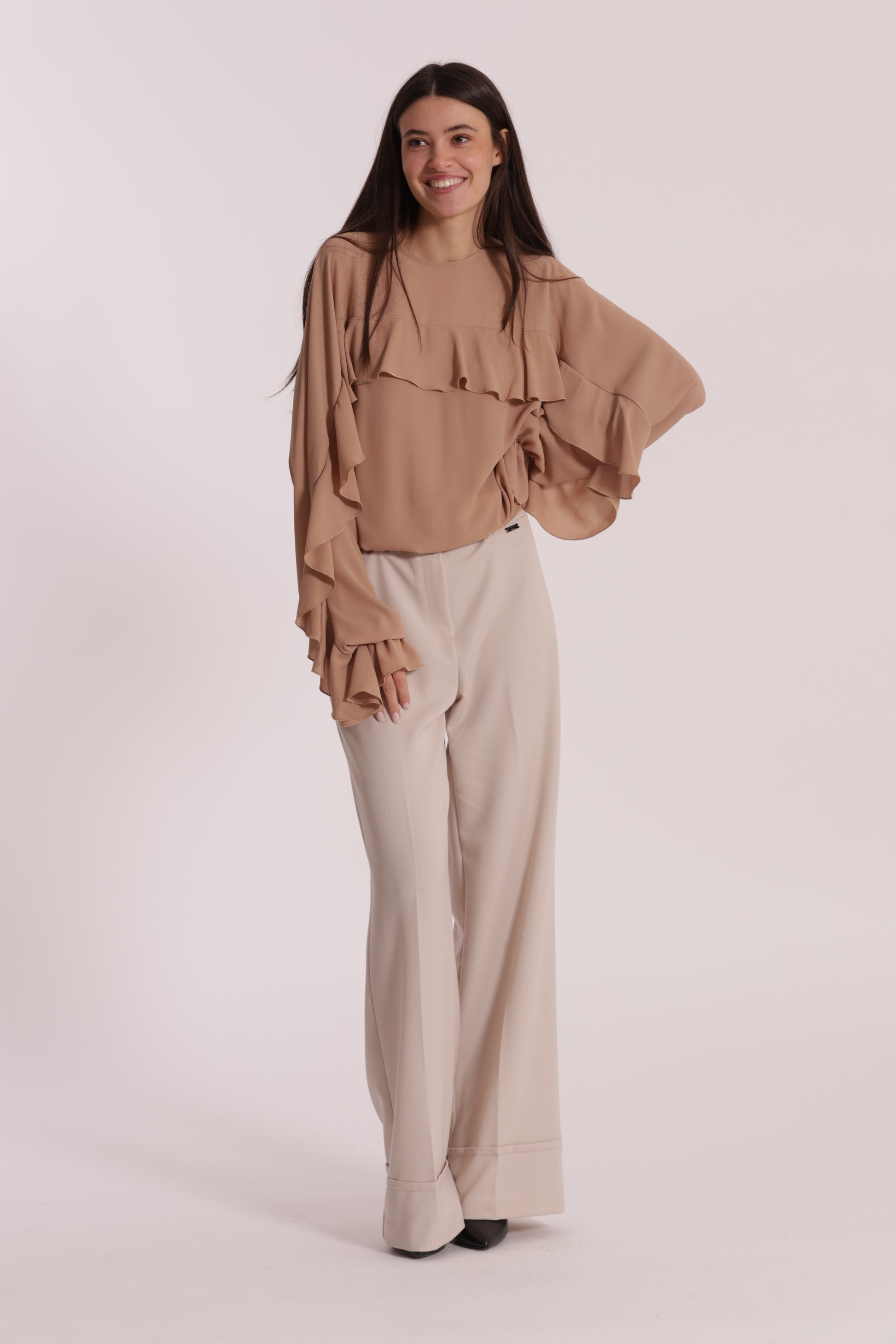 PANTALONE CROPPED CON CINTURA IN POLYVISCOSA