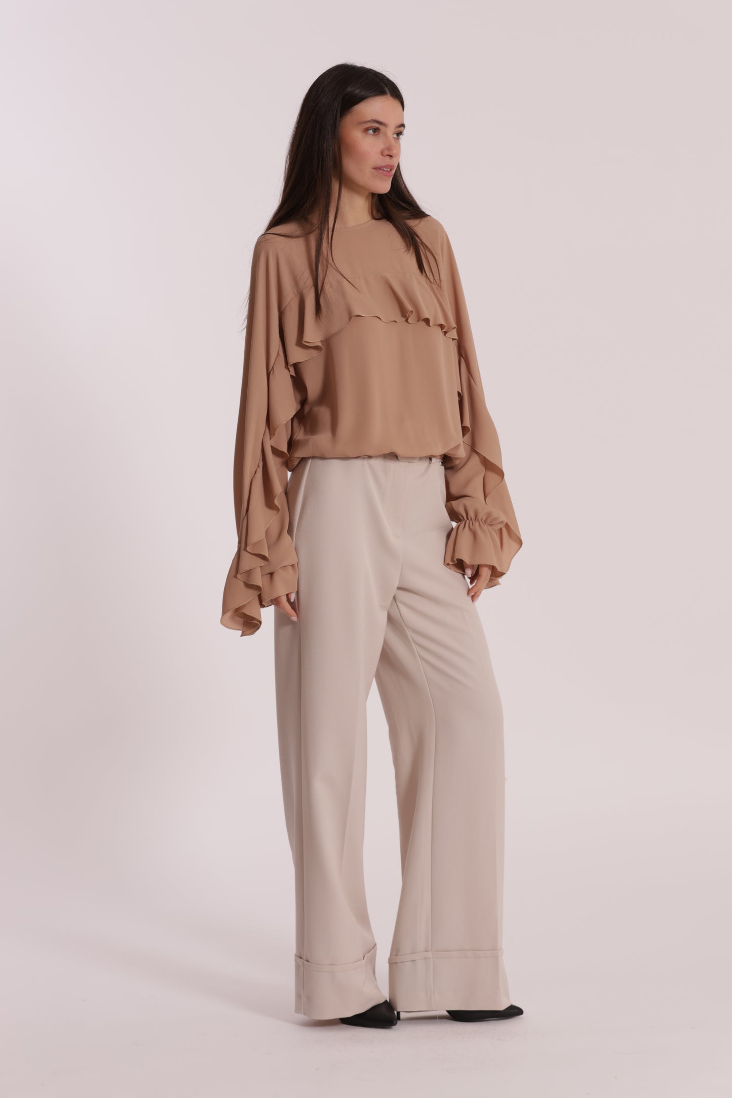 PANTALONE CROPPED CON CINTURA IN POLYVISCOSA
