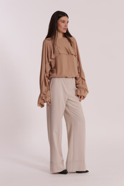 PANTALONE CROPPED CON CINTURA IN POLYVISCOSA