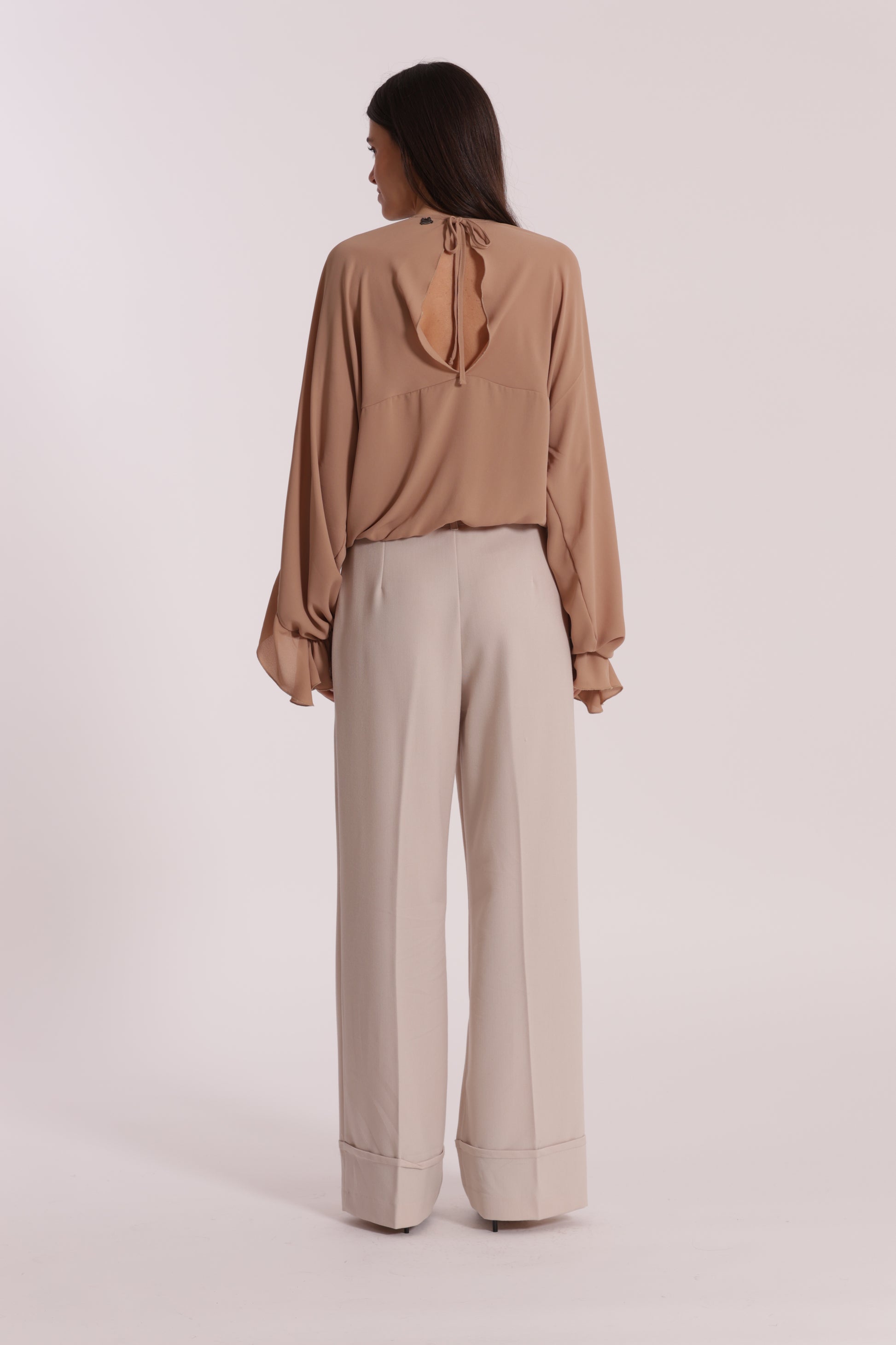 PANTALONE CROPPED CON CINTURA IN POLYVISCOSA