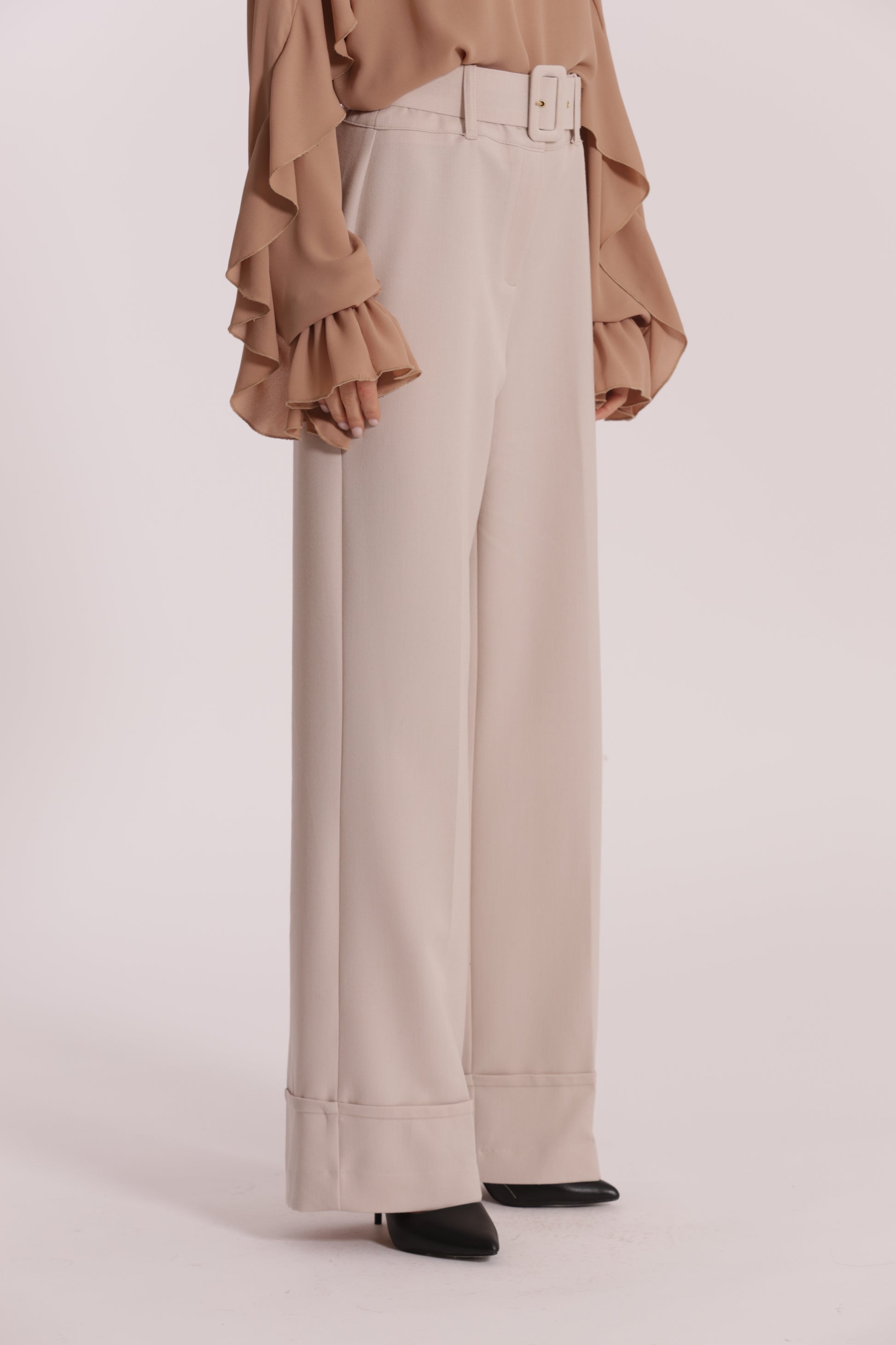 PANTALONE CROPPED CON CINTURA IN POLYVISCOSA