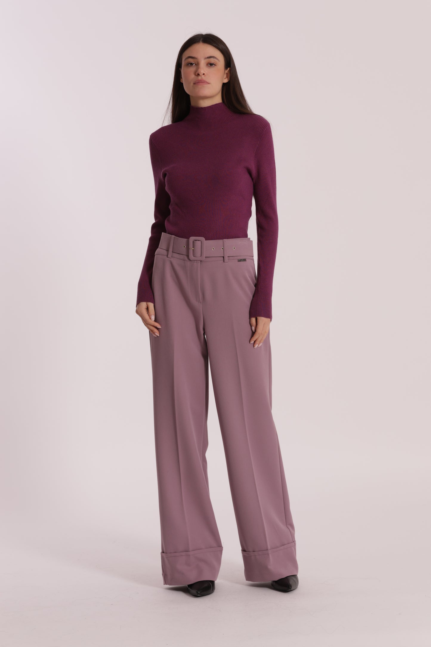 PANTALONE CROPPED CON CINTURA IN POLYVISCOSA