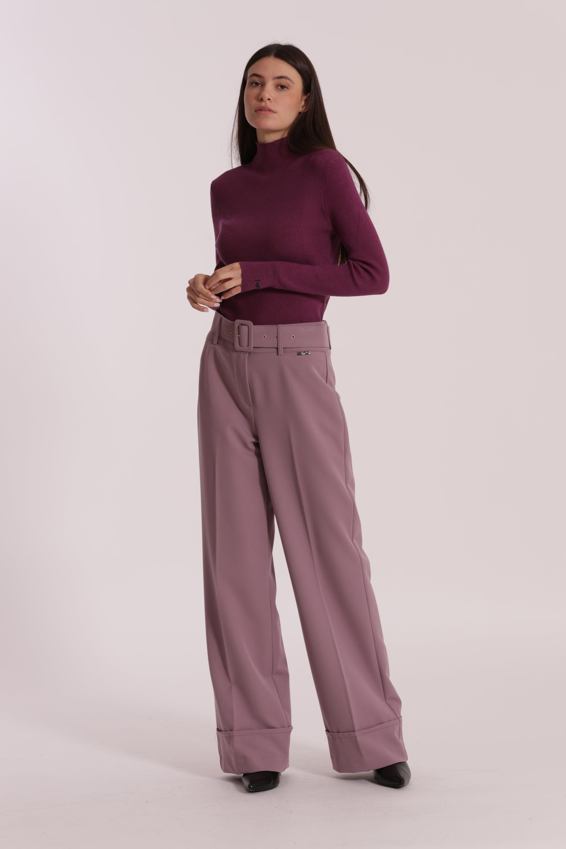 PANTALONE CROPPED CON CINTURA IN POLYVISCOSA