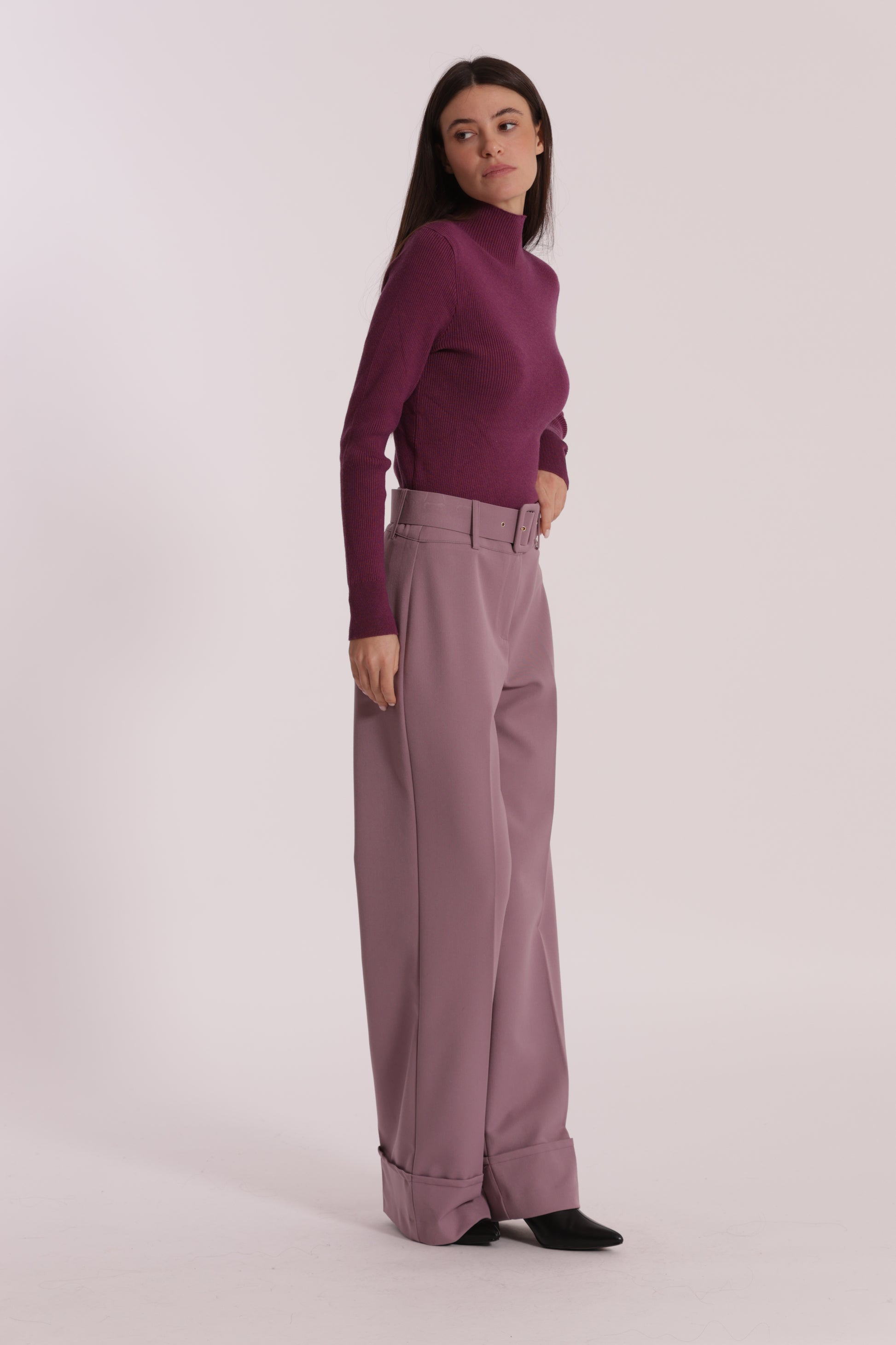 PANTALONE CROPPED CON CINTURA IN POLYVISCOSA