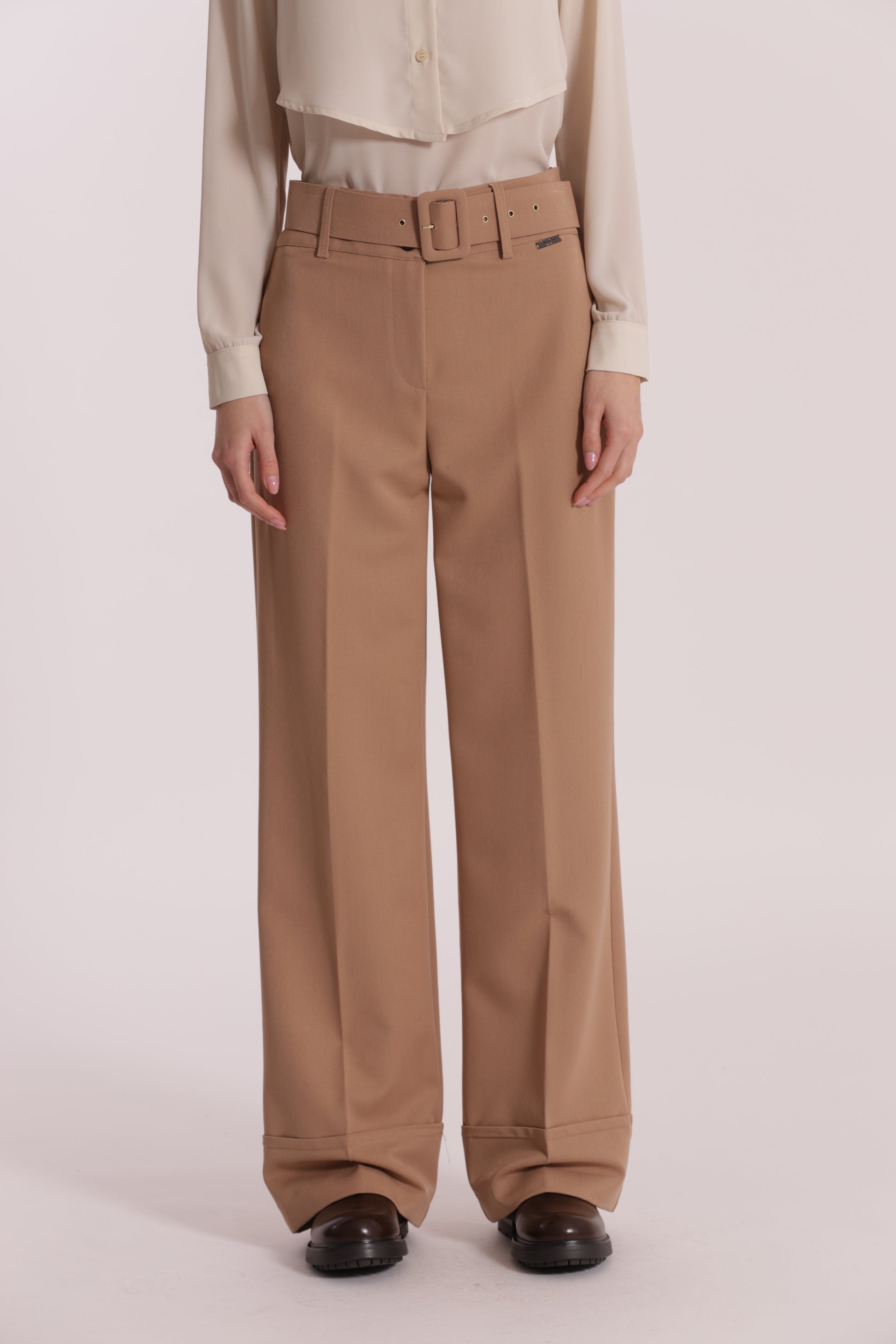 PANTALONE CROPPED CON CINTURA IN POLYVISCOSA