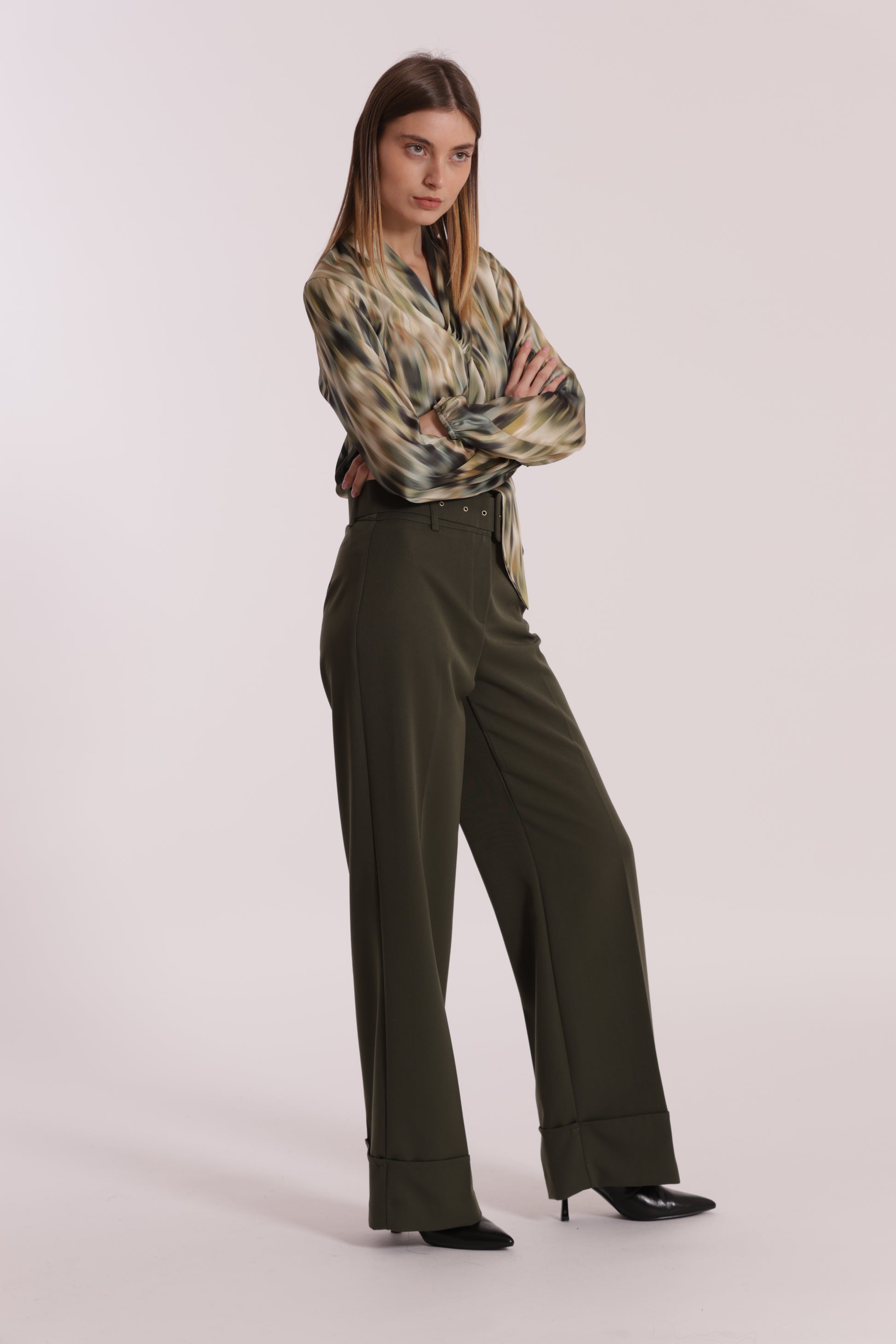 PANTALONE CROPPED CON CINTURA IN POLYVISCOSA