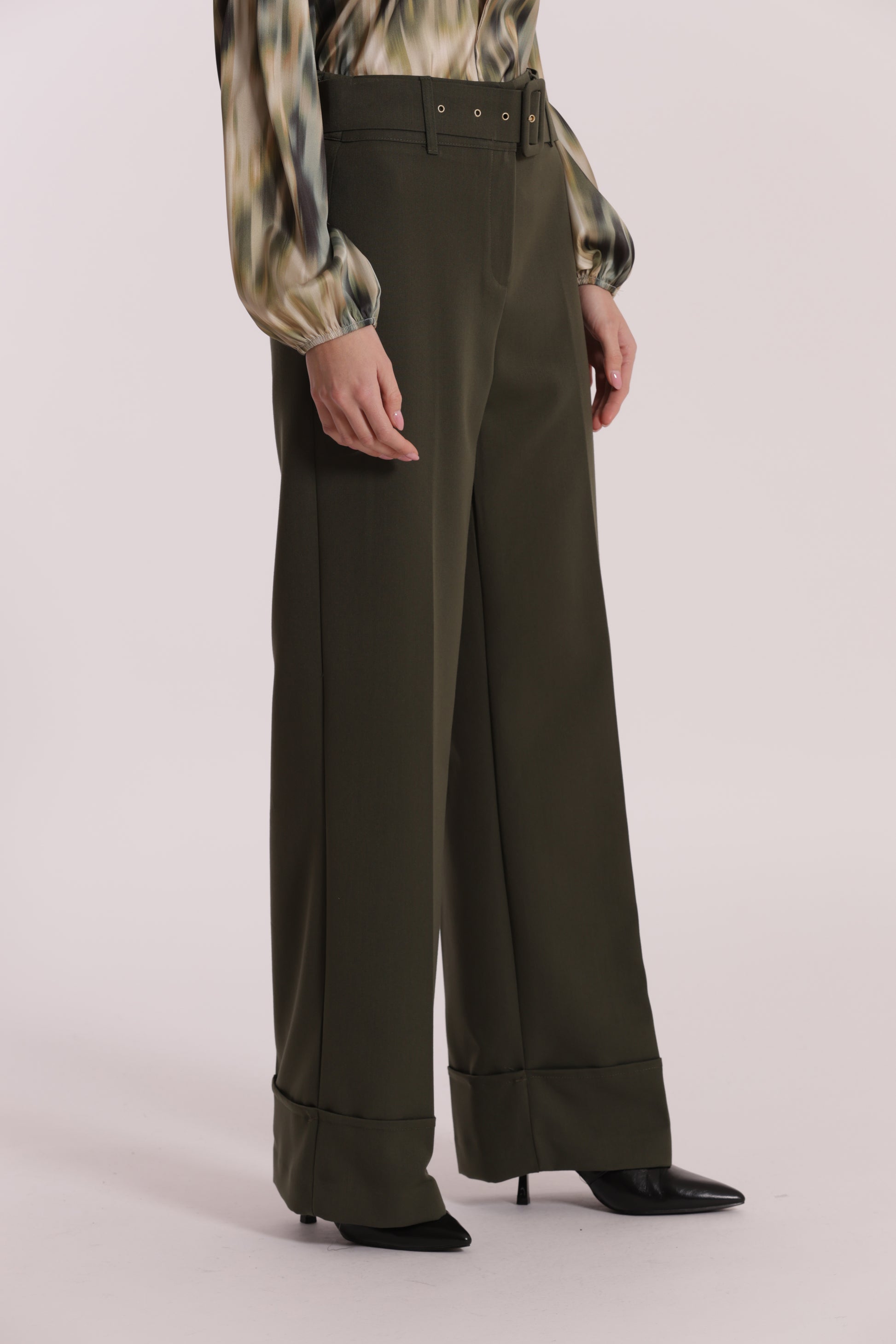 PANTALONE CROPPED CON CINTURA IN POLYVISCOSA