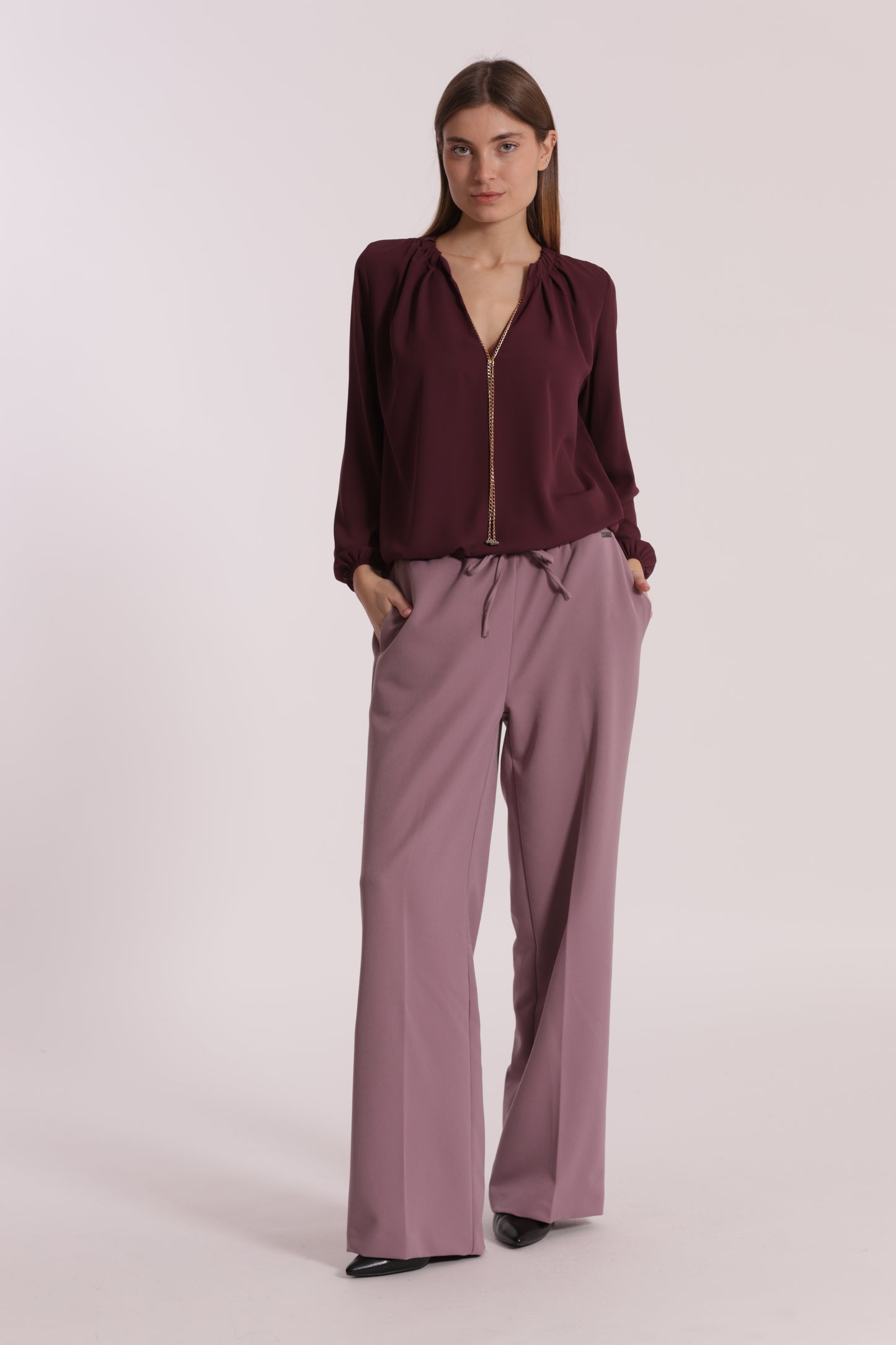 PANTALONE JOGGER PALAZZO IN POLYVISCOSA